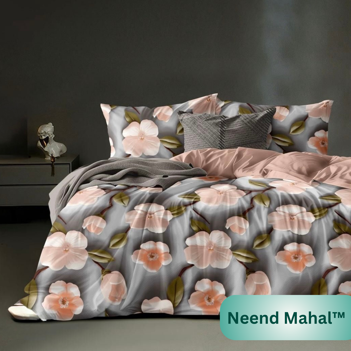 Blush Bloom Elegance – Premium 7D Digital Bedsheet