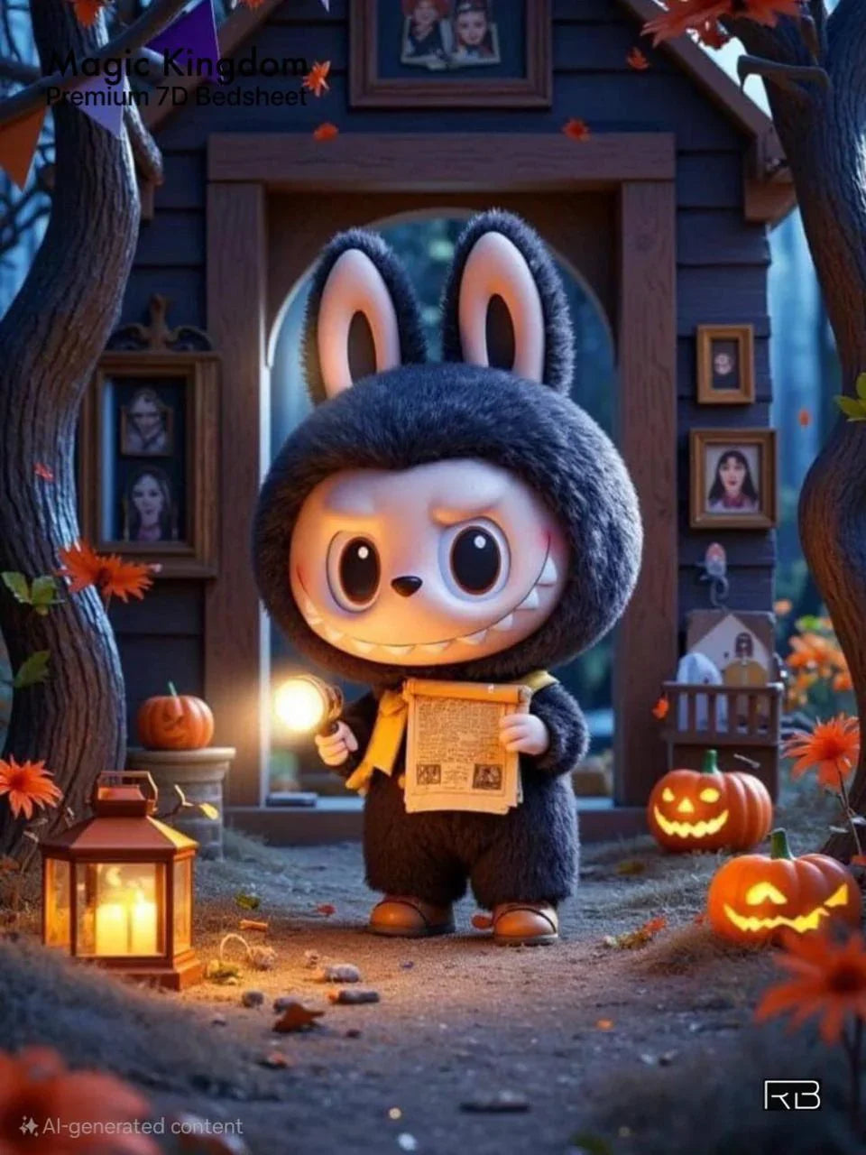 (Limited  Edition) Lababu Doll Glow Nights king Size  Bedsheet Cotton