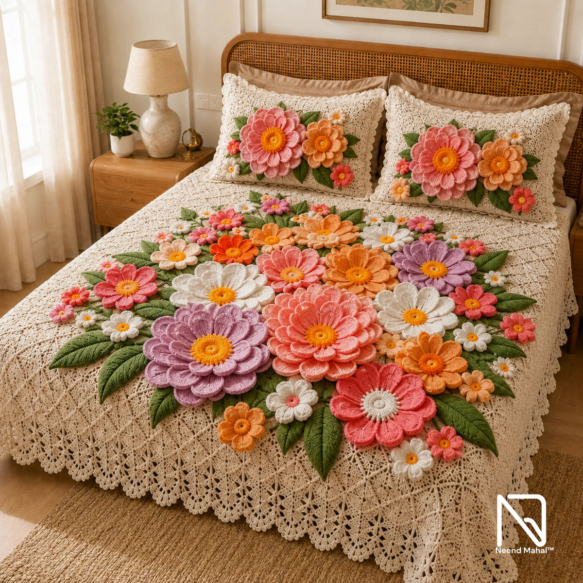 Krosh Kala - Gul Aangan 7D Bedsheet Set