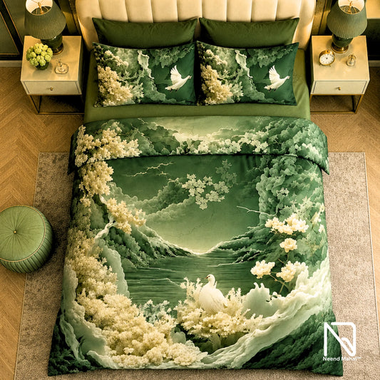 7D Bedsheet | Mystic Dove Paradise | bedsheet with 2 Pillow Covers