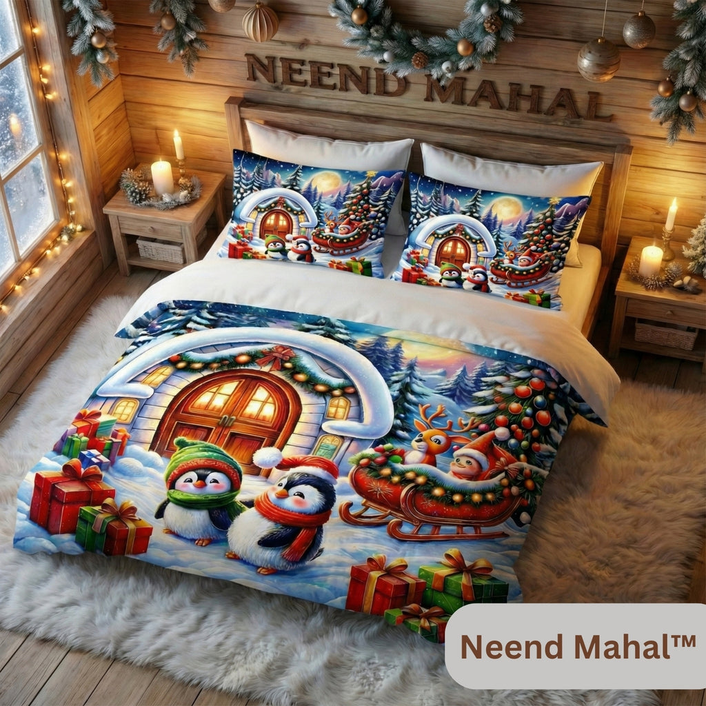 Christmas Festive 7D Digital Bedsheet Double Bed