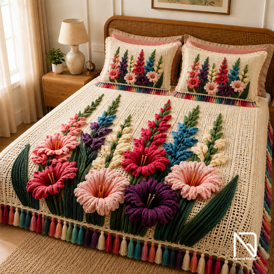Krosh Kala - Gul Tarang 7D Bedsheet Set