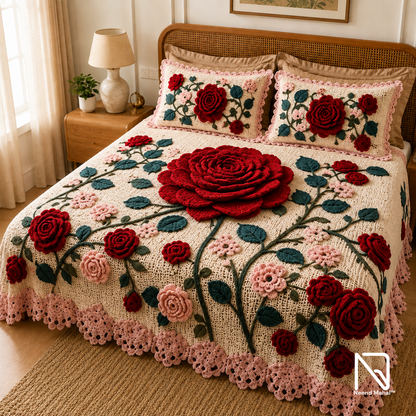 Krosh Kala - Surkh Gul 7D Bedsheet Set