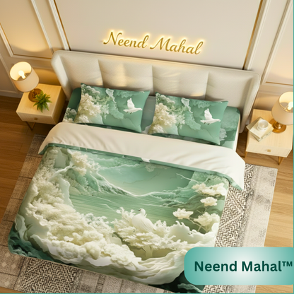Mystic Dove Paradise – Premium 7D Digital Print Bedsheet | King Size 108x108