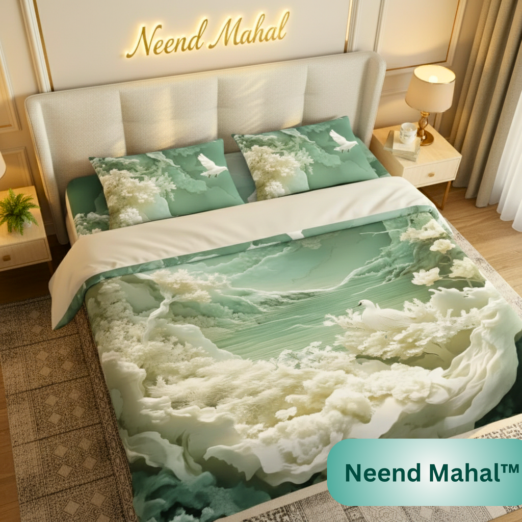 Mystic Dove Paradise – Premium 7D Digital Print Bedsheet | King Size 108x108