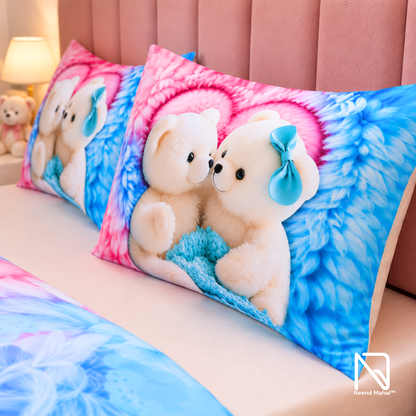7D Bedsheet | Forever Hug Romantic | Bedsheet with 2 Pillow Covers
