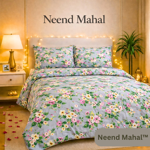 Gulnaar – Phoolwari Pastel Bloom | 100% Pure Cotton King Size Bedsheet (250 TC)