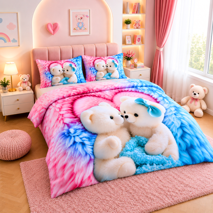 7D Bedsheet | Forever Hug Romantic | Bedsheet with 2 Pillow Covers