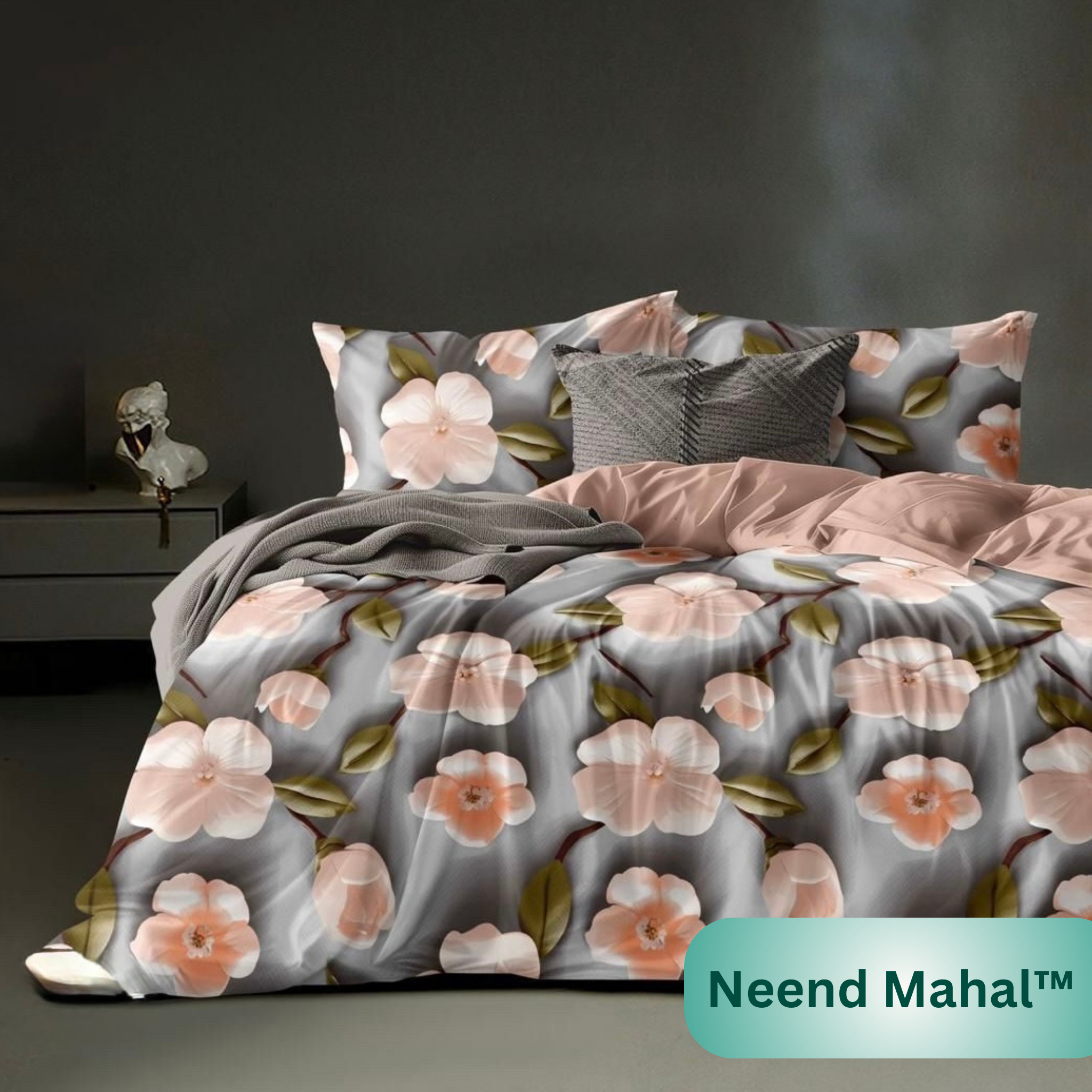 Blush Bloom Elegance – Premium 7D Digital Bedsheet