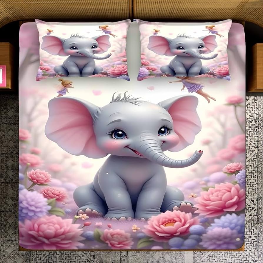 Blossom Fairy Elephant | 7D Bedsheet