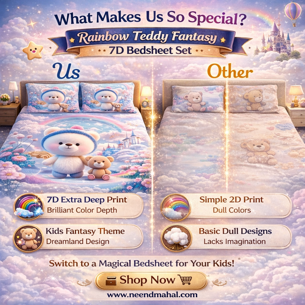 Rainbow Teddy Fantasy | 7D Bedsheet