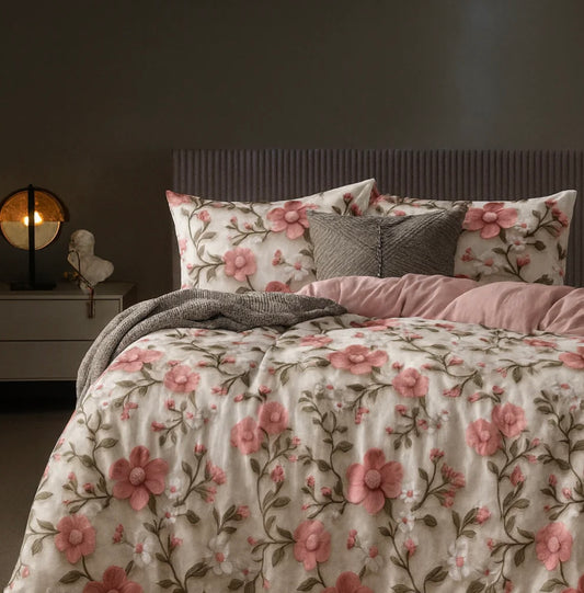 Blush Vine Fantasy – Premium 7D Digital Print Bedsheet - Neend Mahal