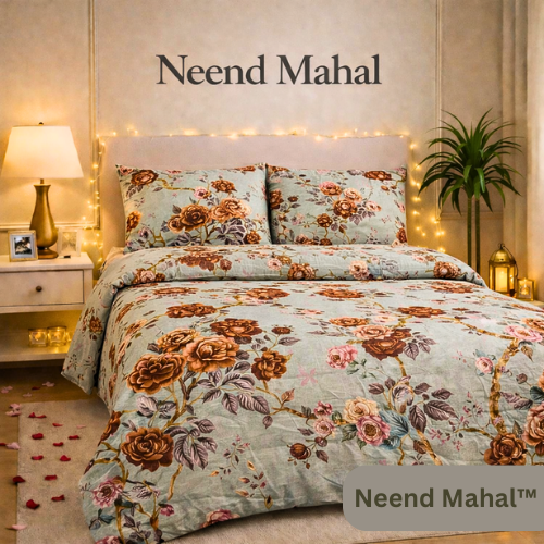 Gulnaar – Amber Vintage Royale | 100% Pure Cotton King Size Bedsheet (250 TC)