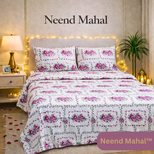 Gulnaar – Gulabi Angan Medallion | 100% Pure Cotton King Size Bedsheet (250 TC)