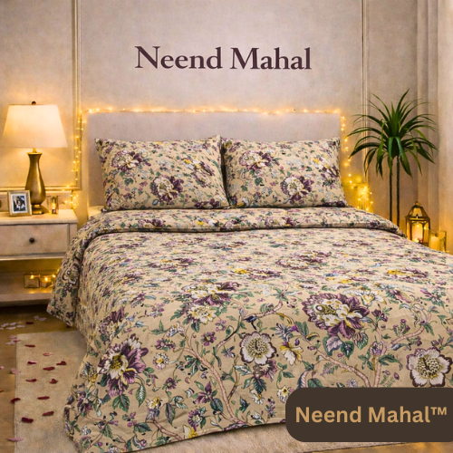 Gulnaar – Rajsi Lavender Garden | 100% Pure Cotton King Size Bedsheet (250 TC)