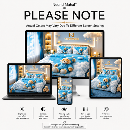 7D Bedsheet | Cloudy Teddy Dreams | Double Bed Sheet with 2 Pillow Covers