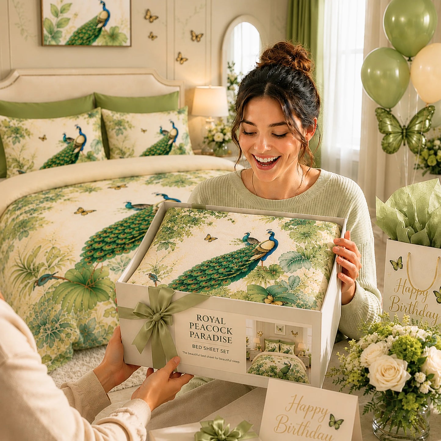 Royal Peacock Paradise | Bedsheet with 2 Pillow Covers
