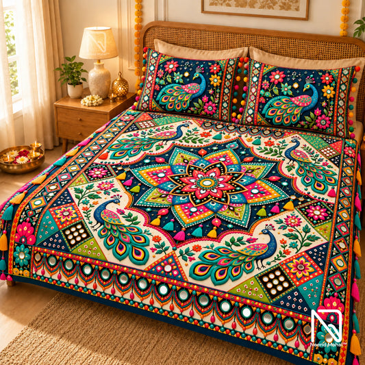 Garba Mehfil – Mor Mandala Bedsheet Set