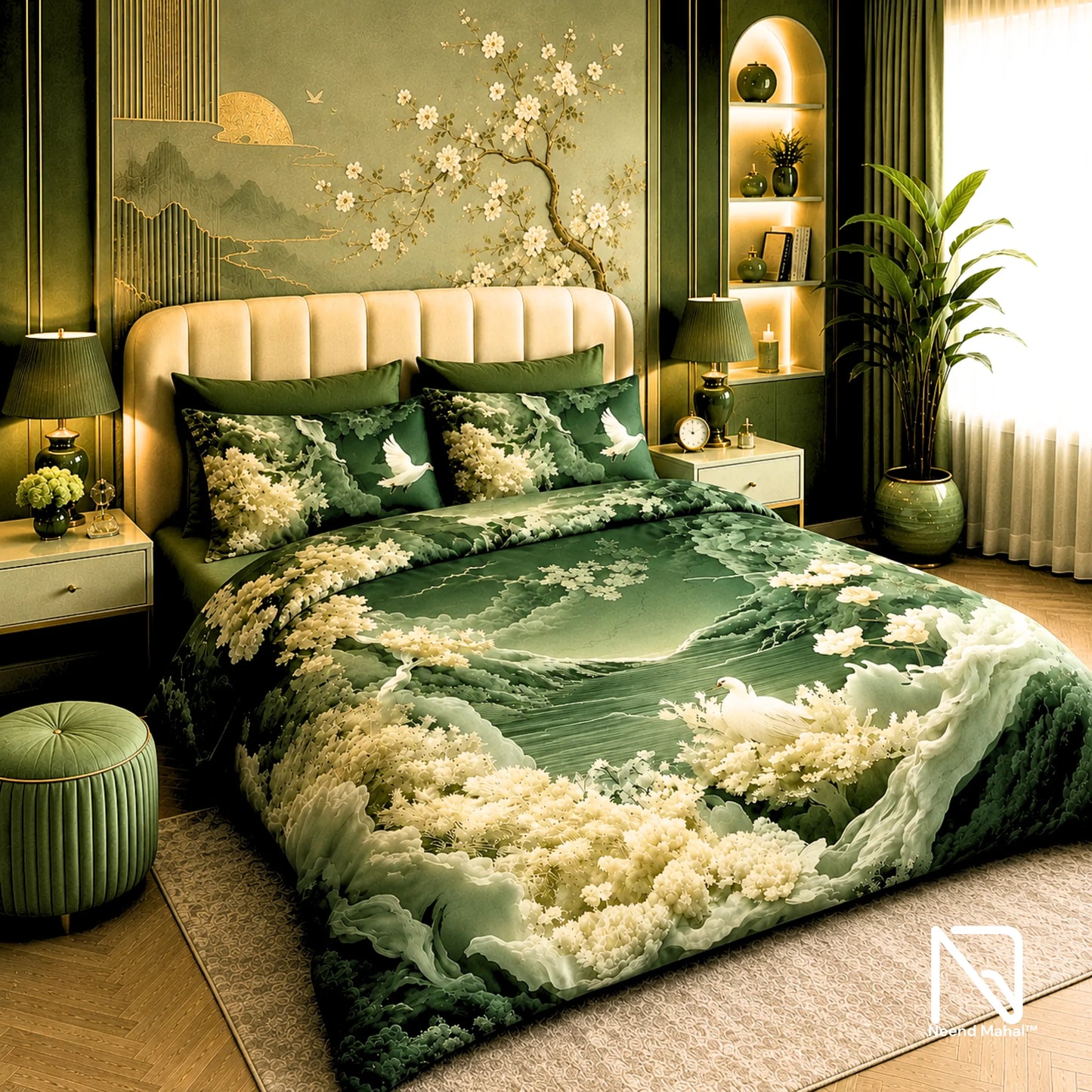 7D Bedsheet | Mystic Dove Paradise | bedsheet with 2 Pillow Covers