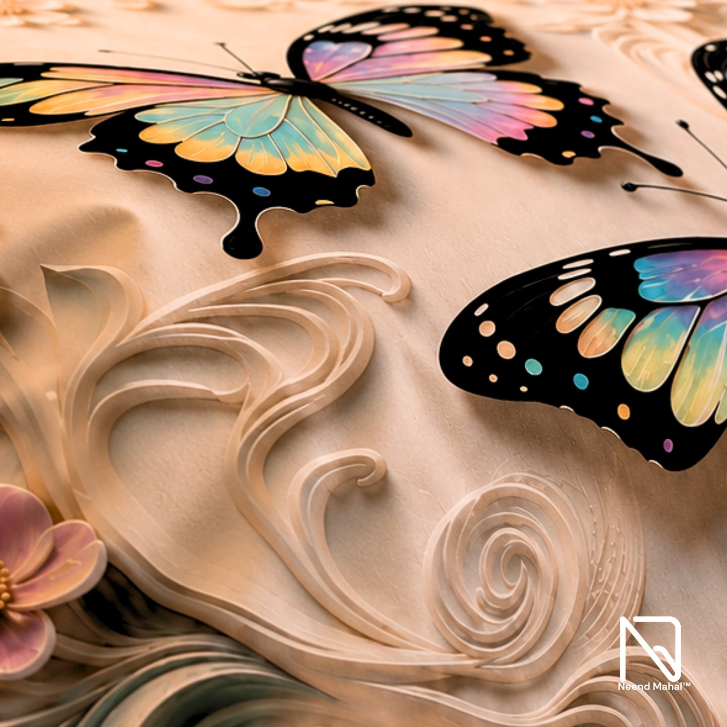 7D Bedsheet | Whispering Butterflies | Bedsheet with 2 Pillow Covers