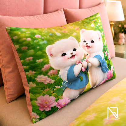 7D Bedsheet |  Bear Garden | King Size Bedsheet with 2 Pillow Covers