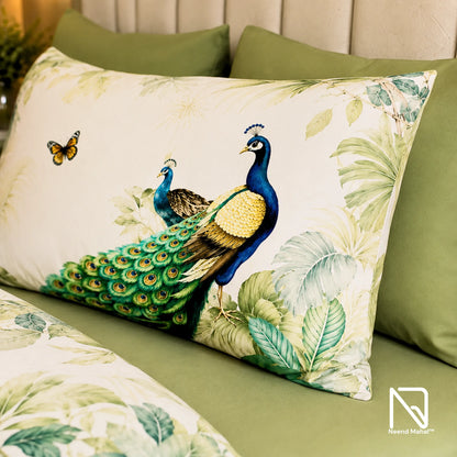 7D Bedsheet | Royal Peacock Paradise | King Size Bedsheet with 2 Pillow Covers