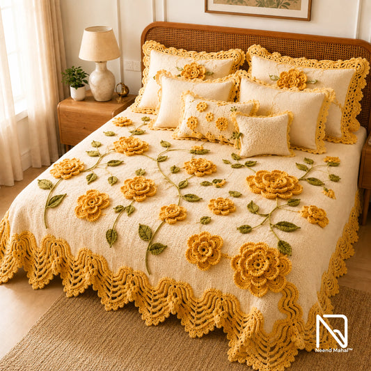 Krosh Kala -  Sunehri Bel 7D Bedsheet Set
