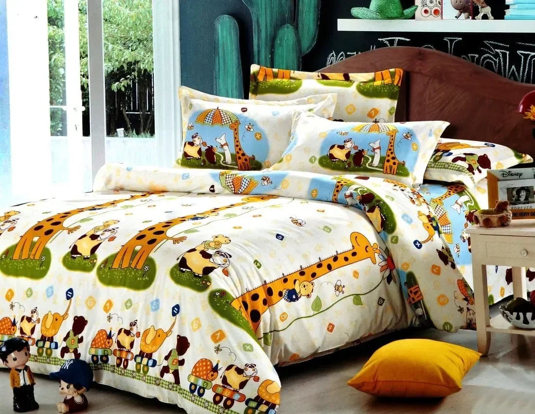 Safari Adventure Friends – Cartoon Animal Kids Bedsheet