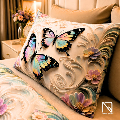7D Bedsheet | Whispering Butterflies | Bedsheet with 2 Pillow Covers