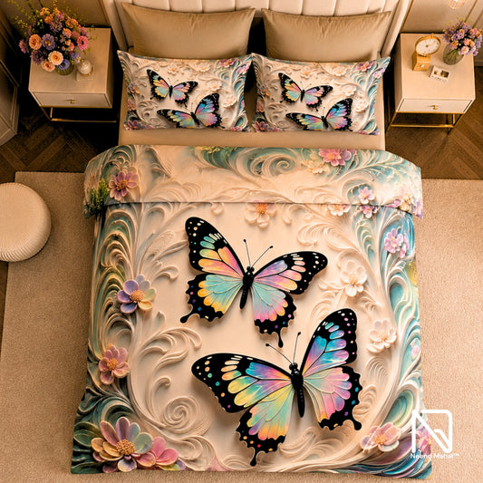 7D Bedsheet | Whispering Butterflies | Bedsheet with 2 Pillow Covers