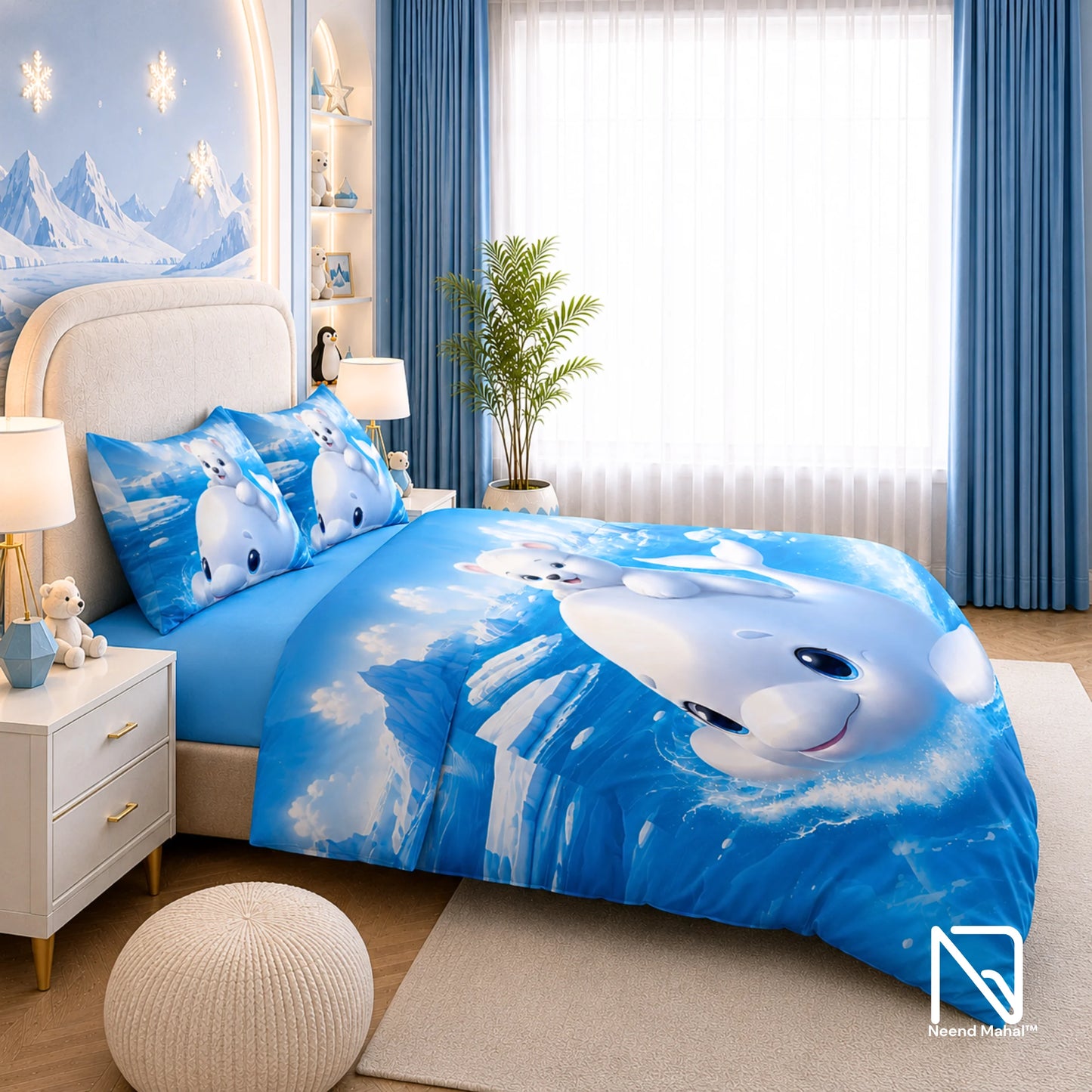 7D Bedsheet | Arctic Friends Adventure  | Bedsheet with 2 Pillow Covers