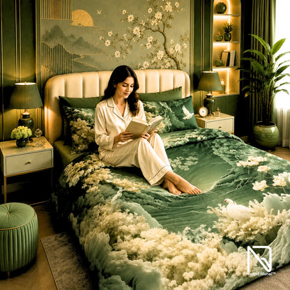 7D Bedsheet | Mystic Dove Paradise | bedsheet with 2 Pillow Covers