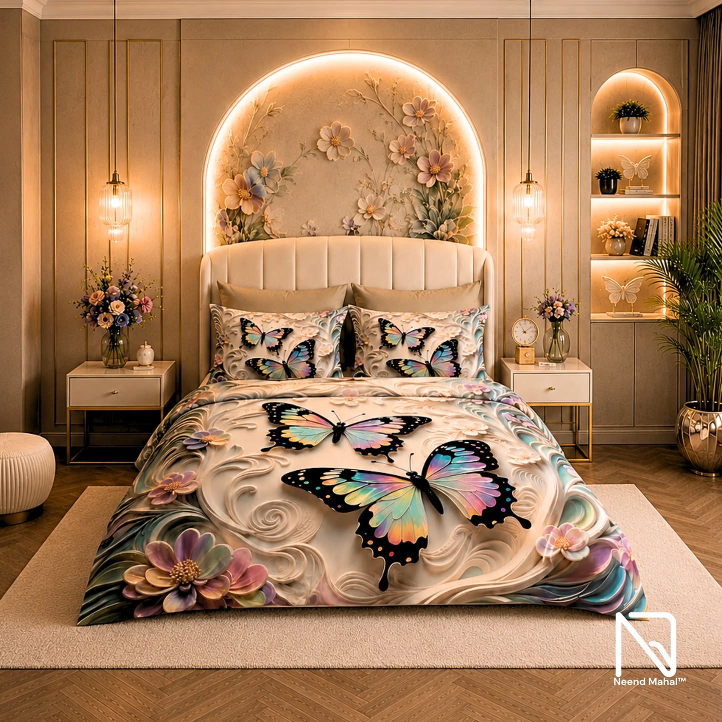 7D Bedsheet | Whispering Butterflies | Bedsheet with 2 Pillow Covers
