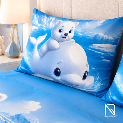 7D Bedsheet | Arctic Friends Adventure  | Bedsheet with 2 Pillow Covers