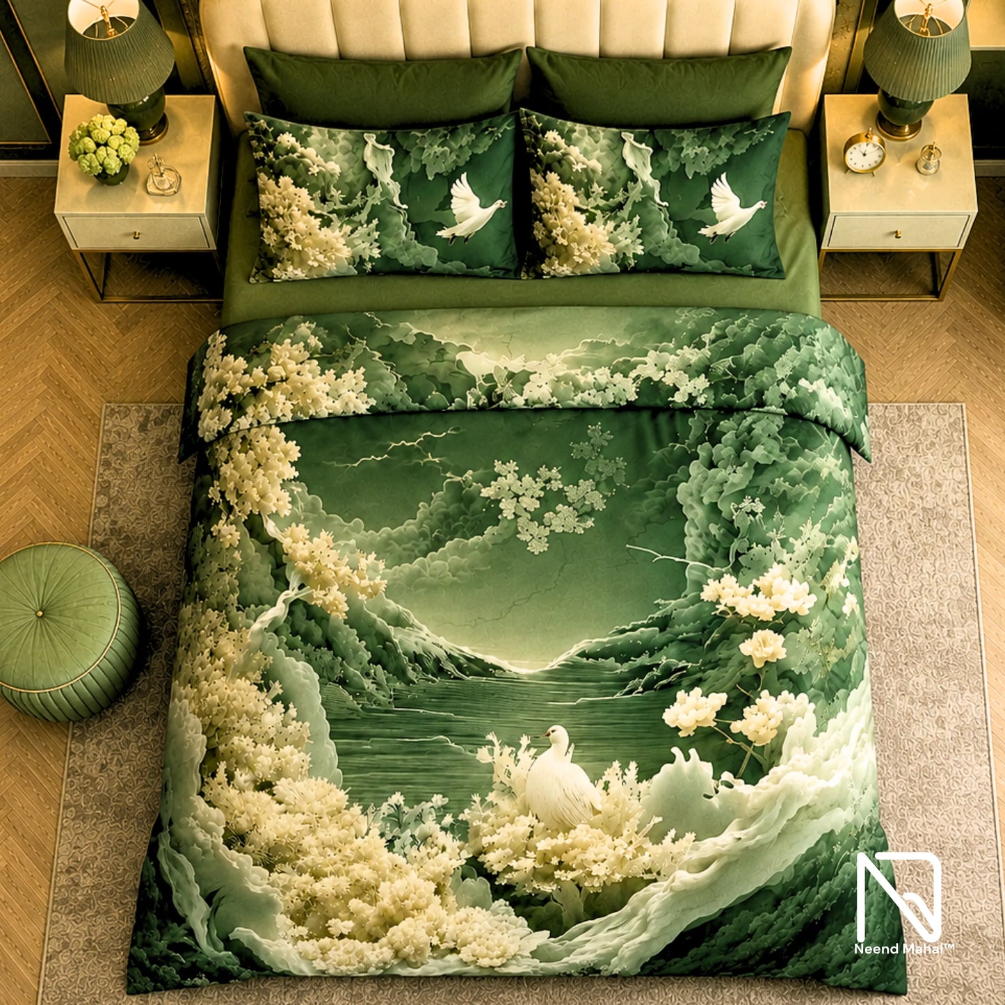 7D Bedsheet | Mystic Dove Paradise | bedsheet with 2 Pillow Covers