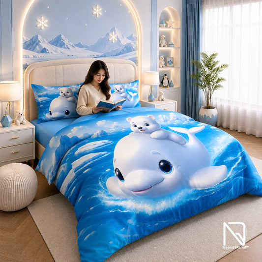7D Bedsheet | Arctic Friends Adventure  | Bedsheet with 2 Pillow Covers