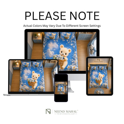 7D Bedsheet | Modern Fairy Teddy | Bedsheet with 2 Pillow Covers